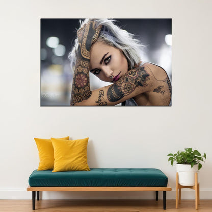 Tattoo Girl Beauty Hot Artist Tattoo Model Poster Wall Art Print Home Wall Decor - xonomax