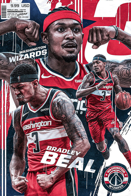 Bradley Beal Washington Basketball Star Poster Wall Art Print Home Wall Decor