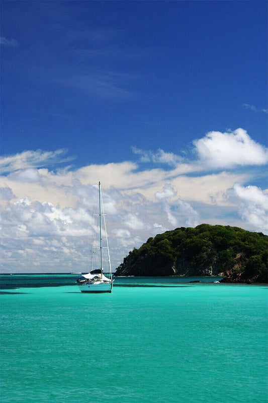 Sailboats On Cook Islands Beach Landscape Poster Wall Art Print Home Wall Decor