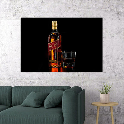 Walker Bottle Of Red Whiskey Drinking Glass Poster Wall Art Print Home Wall Decor