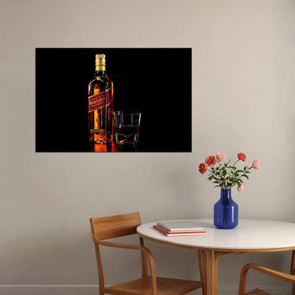 Walker Bottle Of Red Whiskey Drinking Glass Poster Wall Art Print Home Wall Decor