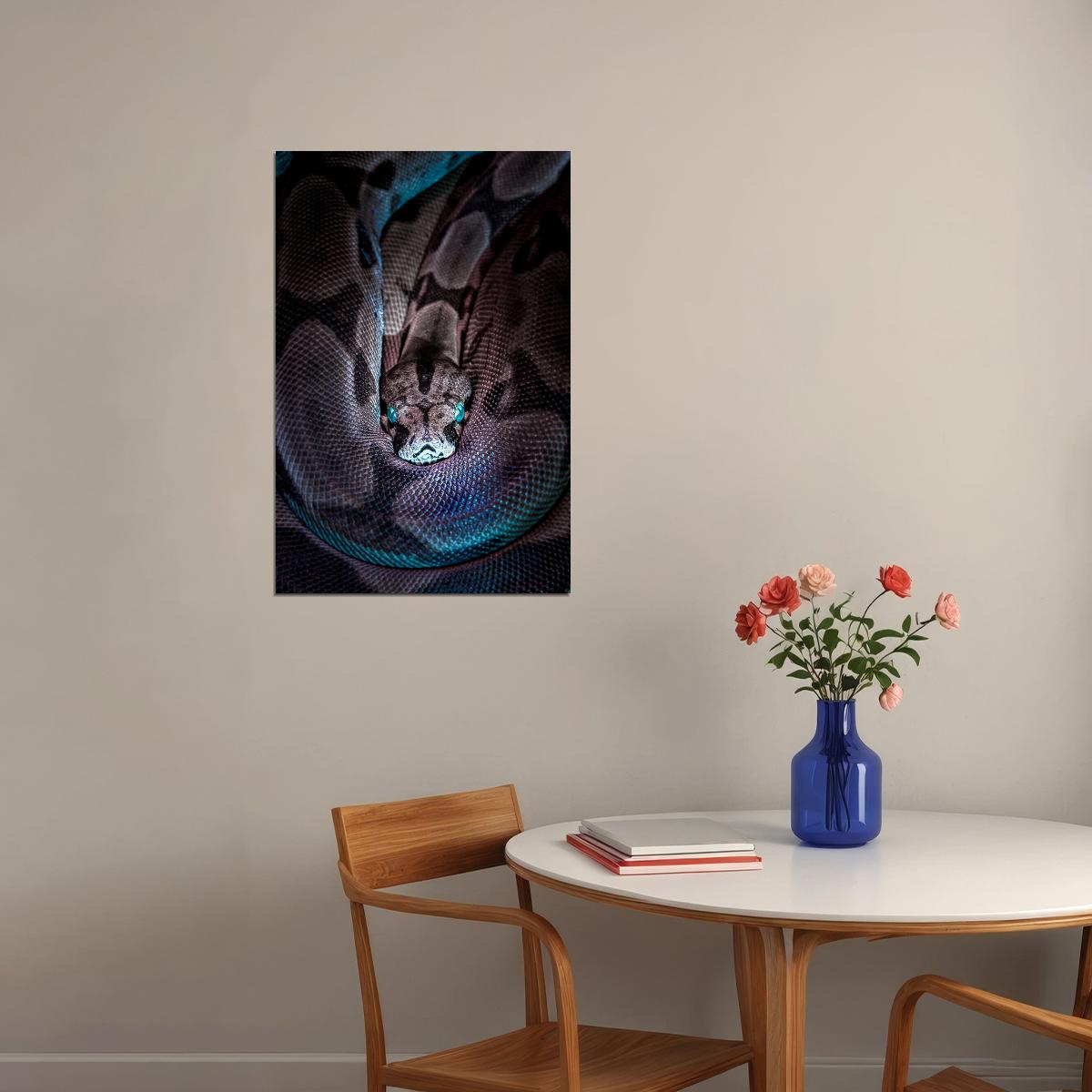 Black And Gray Snake With Blue Eyes Poster Wall Art Print Home Wall Decor - xonomax