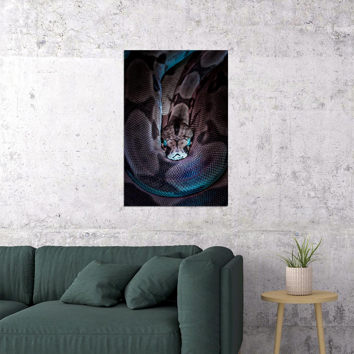 Black And Gray Snake With Blue Eyes Poster Wall Art Print Home Wall Decor - xonomax