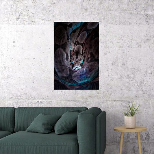 Black And Gray Snake With Blue Eyes Poster Wall Art Print Home Wall Decor - xonomax