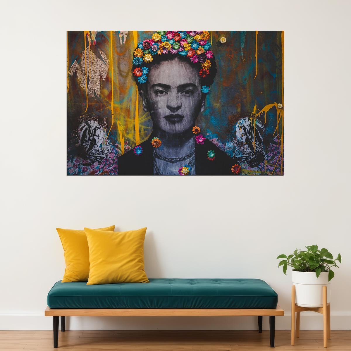 Creative Graffiti Portrait Of Frida Kahlo Poster Wall Art Print Home Wall Decor