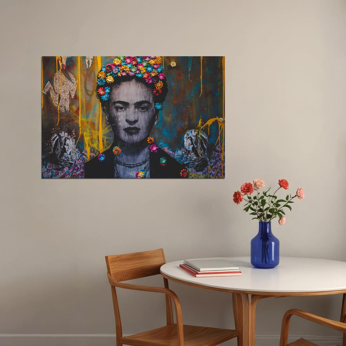 Creative Graffiti Portrait Of Frida Kahlo Poster Wall Art Print Home Wall Decor