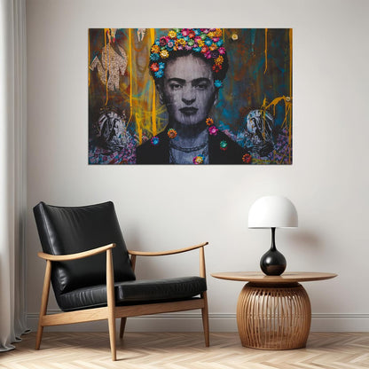 Creative Graffiti Portrait Of Frida Kahlo Poster Wall Art Print Home Wall Decor