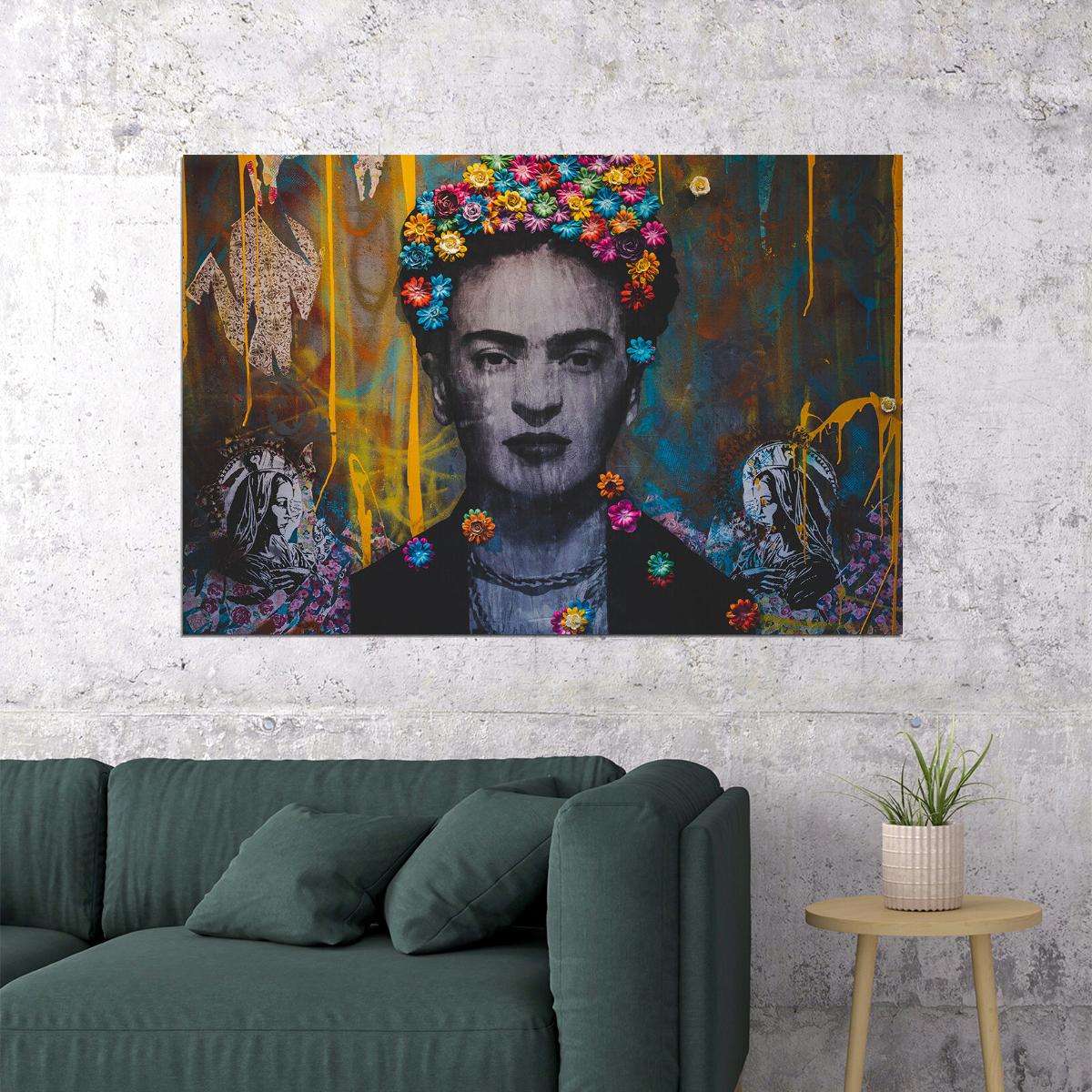 Creative Graffiti Portrait Of Frida Kahlo Poster Wall Art Print Home Wall Decor