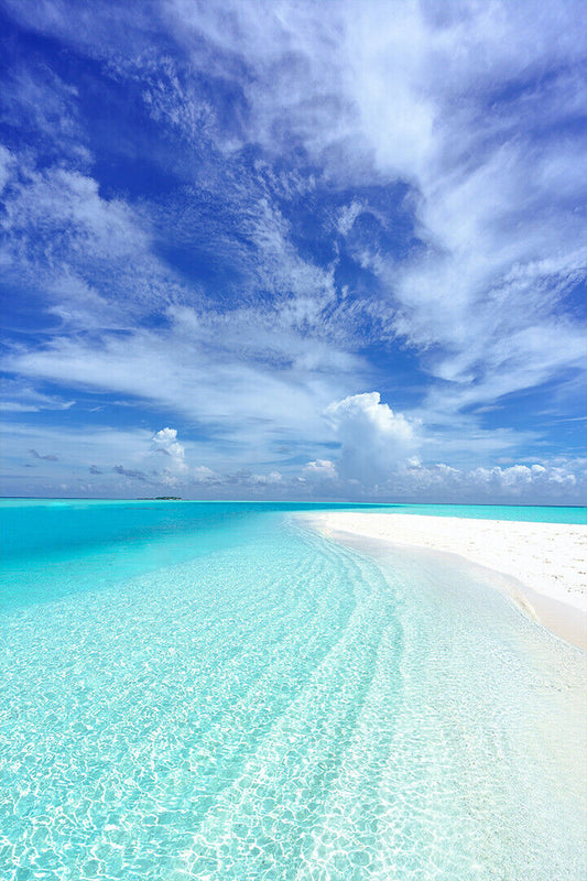 Photo Of Beach Under Blue Sky Scenery Poster Wall Art Print Home Wall Decor - xonomax