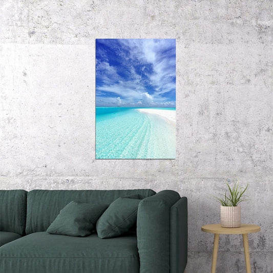 Photo Of Beach Under Blue Sky Scenery Poster Wall Art Print Home Wall Decor - xonomax