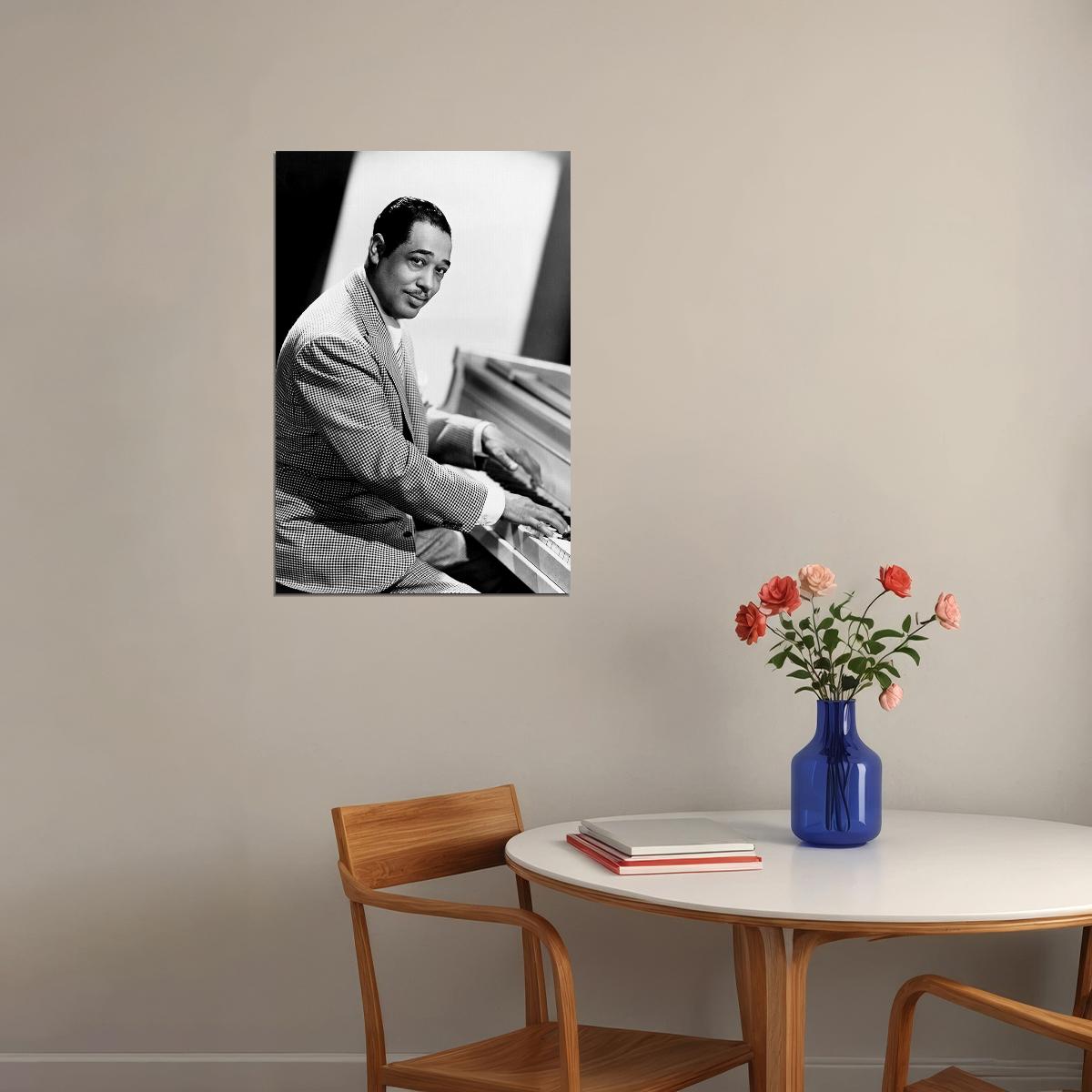 Duke Ellington Playing Piano Poster Wall Art Print Home Wall Decor