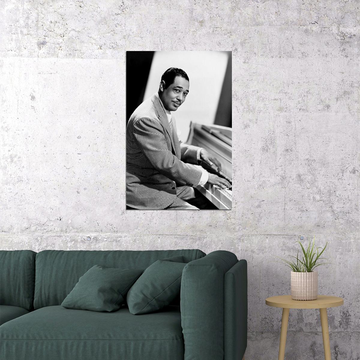 Duke Ellington Playing Piano Poster Wall Art Print Home Wall Decor