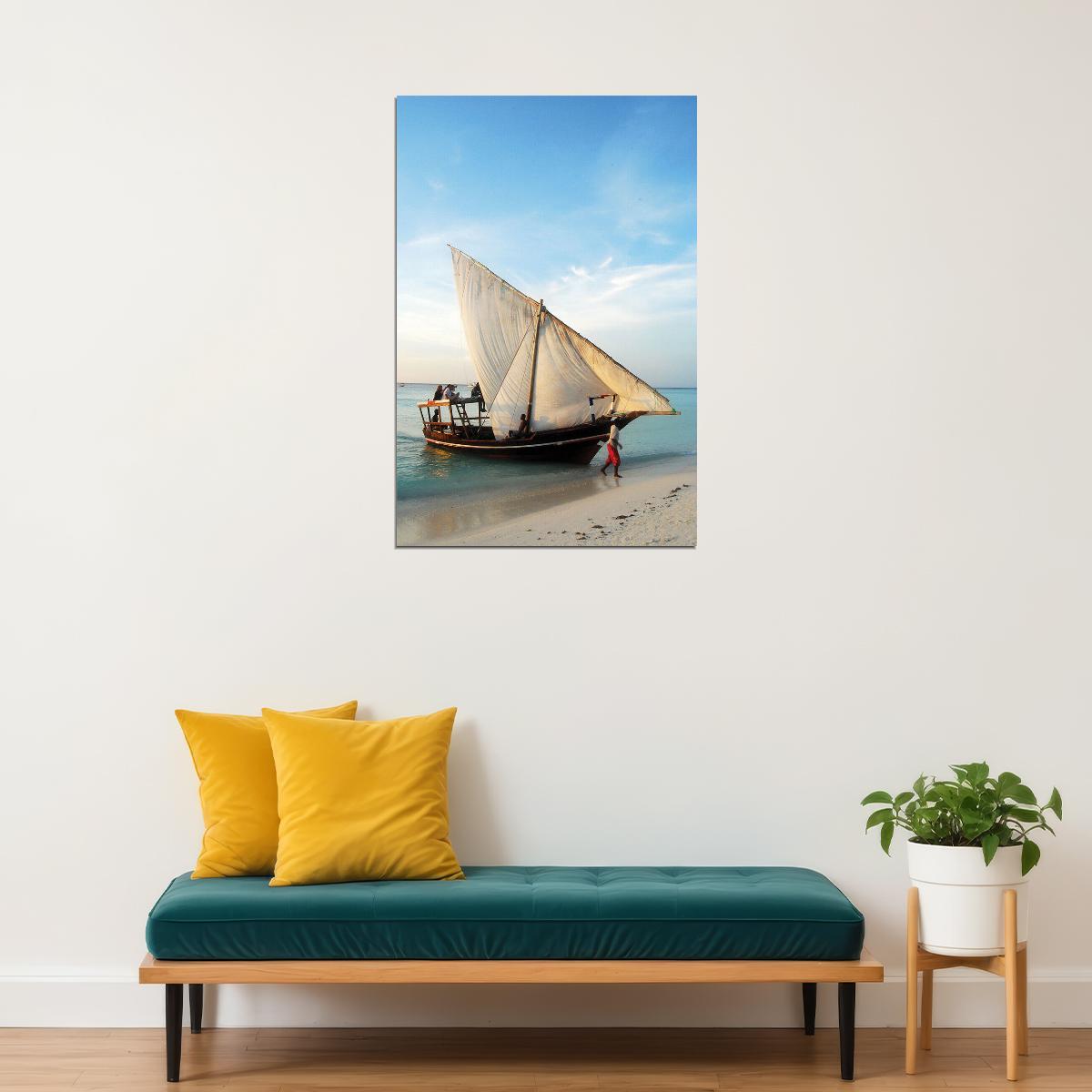 Sailing Into The Dhow Harbor Poster Wall Art Print Home Wall Decor
