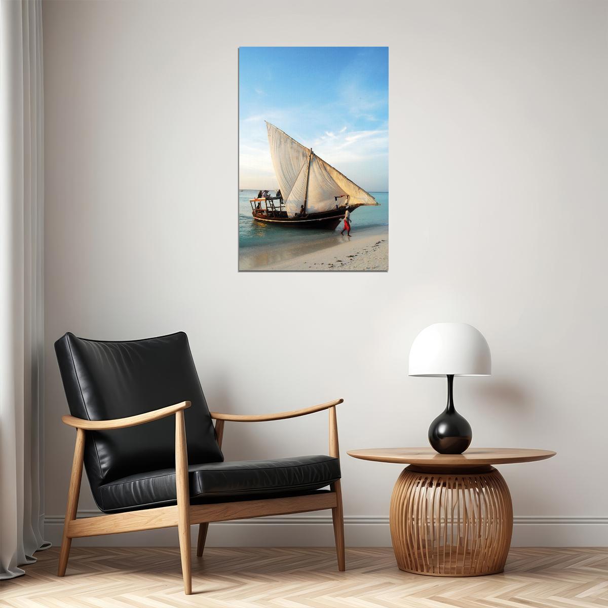 Sailing Into The Dhow Harbor Poster Wall Art Print Home Wall Decor