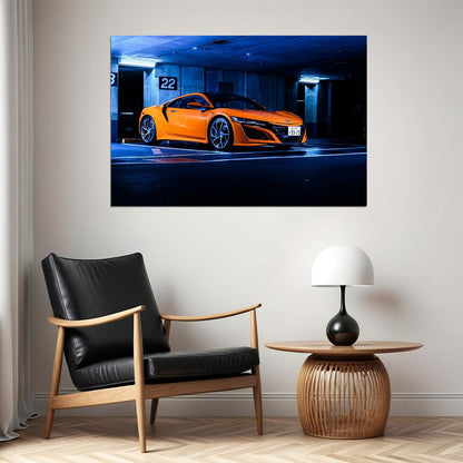 Honda Nsx Orange Sporty Car Poster Wall Art Print Home Wall Decor