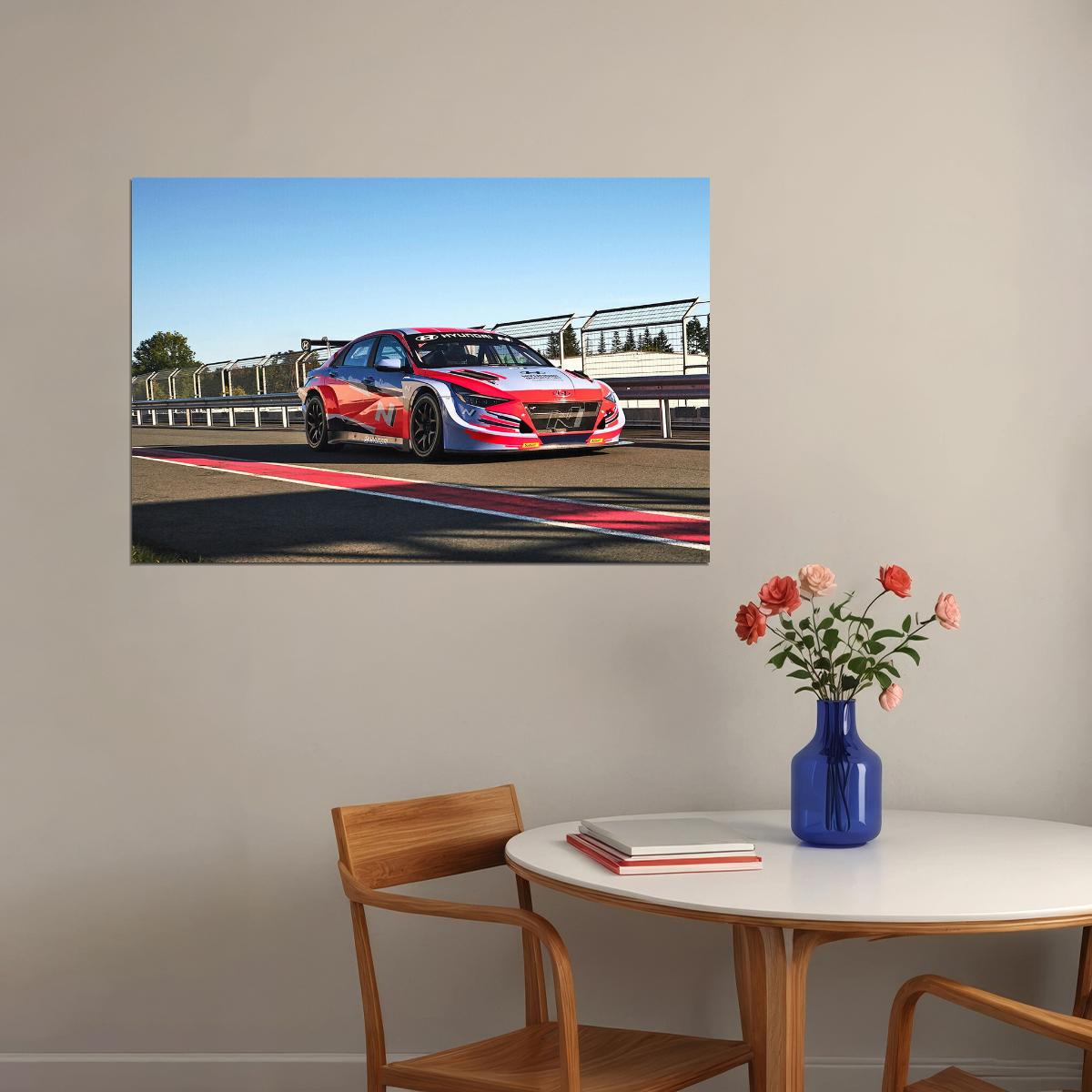 Hyundai Elantra N Tcr Sport Cara Racrtrack Driving Poster Wall Art Print Home Wall Decor