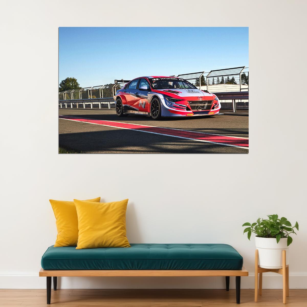 Hyundai Elantra N Tcr Sport Cara Racrtrack Driving Poster Wall Art Print Home Wall Decor