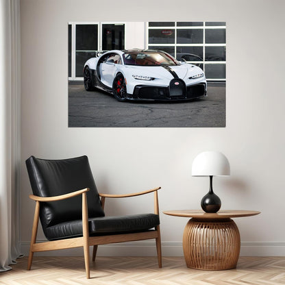 Bugatti Chiron Pur Sport White Modern Car 2-doors Poster Wall Art Print Home Wall Decor - xonomax