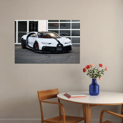 Bugatti Chiron Pur Sport White Modern Car 2-doors Poster Wall Art Print Home Wall Decor - xonomax