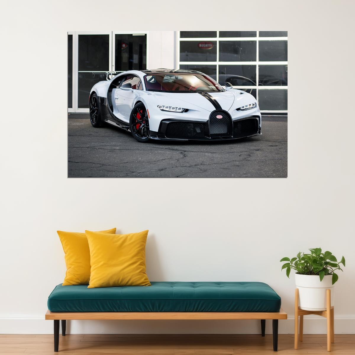 Bugatti Chiron Pur Sport White Modern Car 2-doors Poster Wall Art Print Home Wall Decor - xonomax