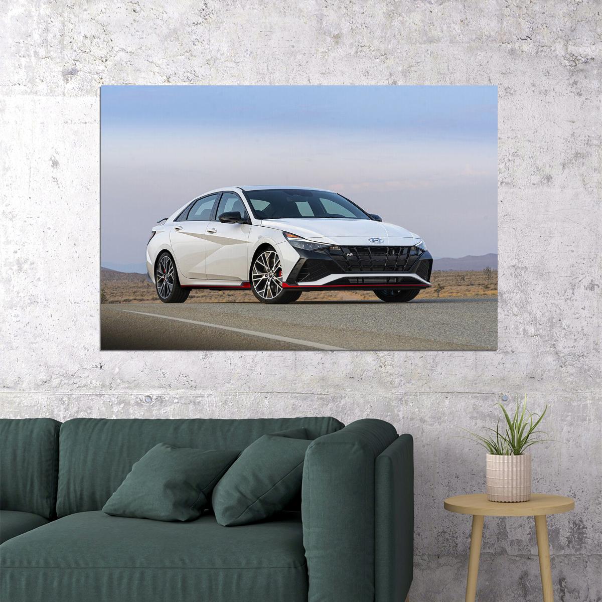 Hyundai Elantra Compact Electric Car Poster Wall Art Print Home Wall Decor