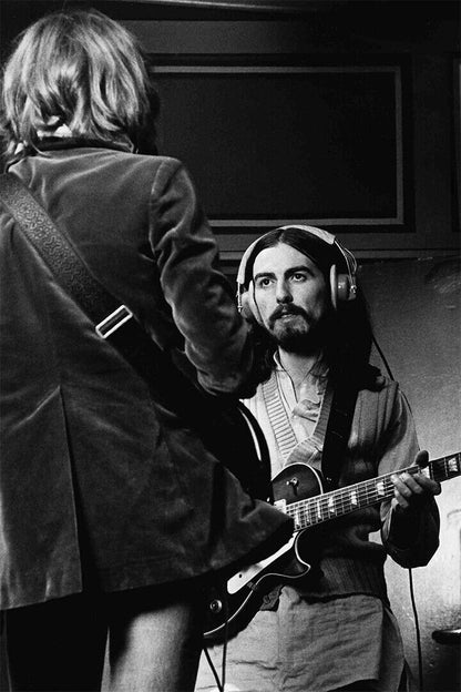 George Harrison And Eric Clapton Performing Poster Wall Art Print Home Wall Decor