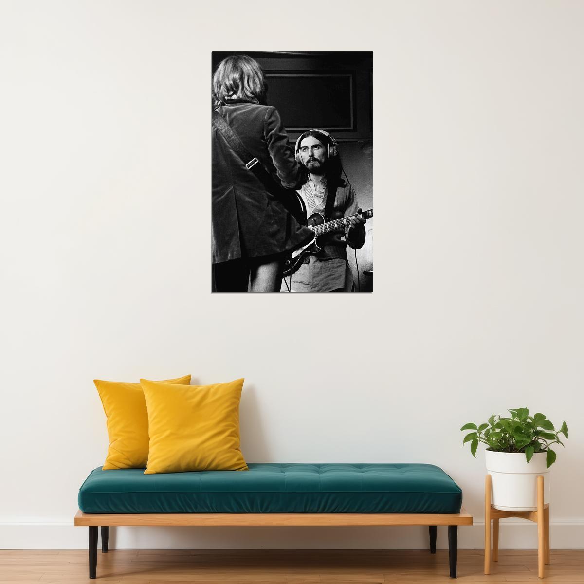 George Harrison And Eric Clapton Performing Poster Wall Art Print Home Wall Decor