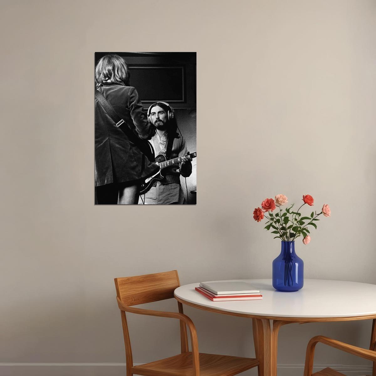 George Harrison And Eric Clapton Performing Poster Wall Art Print Home Wall Decor