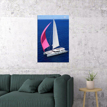 Boaters On Sailing Catamaran Photo Poster Wall Art Print Home Wall Decor