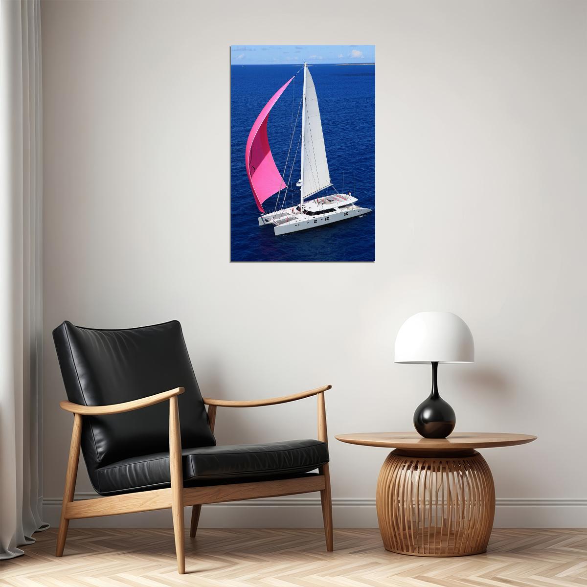 Boaters On Sailing Catamaran Photo Poster Wall Art Print Home Wall Decor