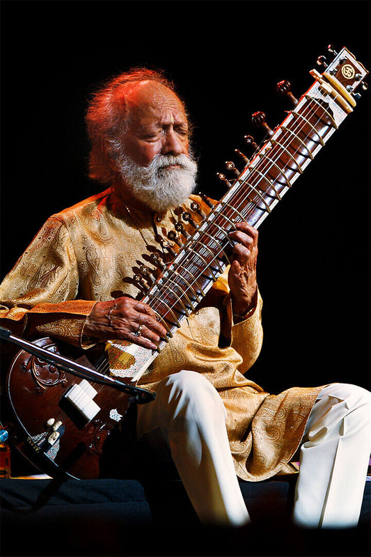 Ravi Shankar Playing A Sitar Poster Wall Art Print Home Wall Decor - xonomax