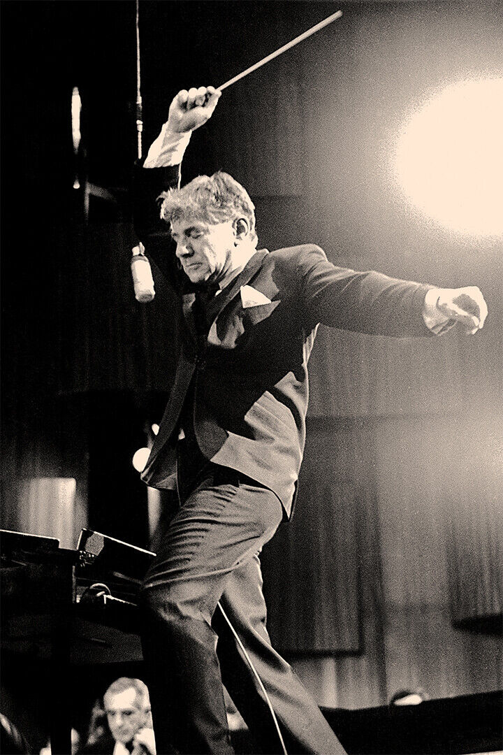 Leonard Bernstein Conducting Orchestra Poster Wall Art Print Home Wall Decor - xonomax