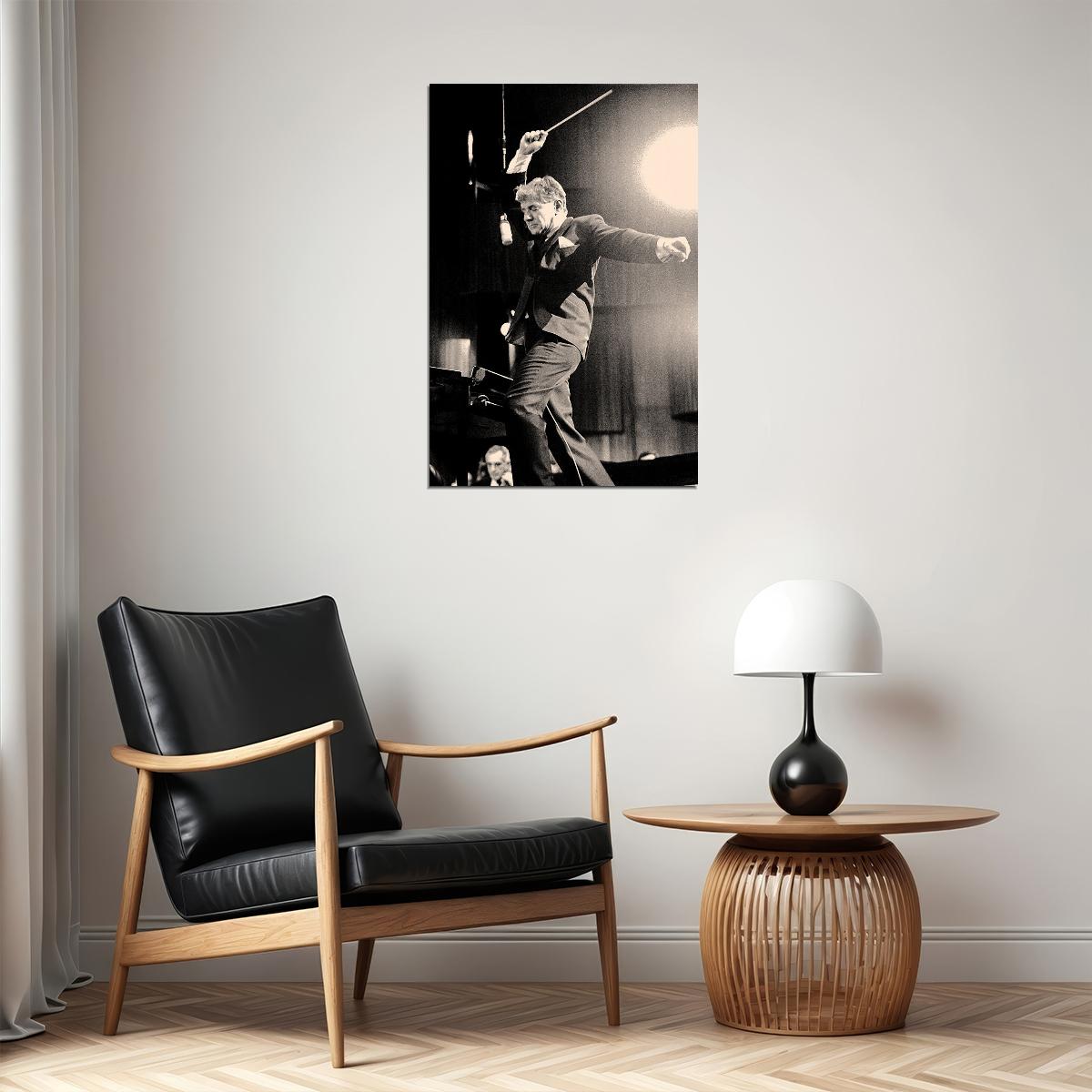 Leonard Bernstein Conducting Orchestra Poster Wall Art Print Home Wall Decor - xonomax