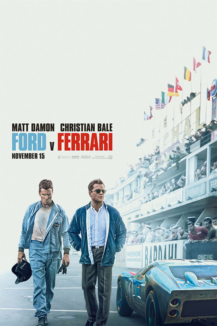 Ford V Ferrari Race Car Damon Bale Movie Poster Wall Art Print Home Wall Decor