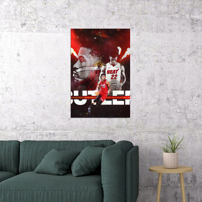 Jimmy Butler 22 Miami Heat Basketball Poster Wall Art Print Home Wall Decor