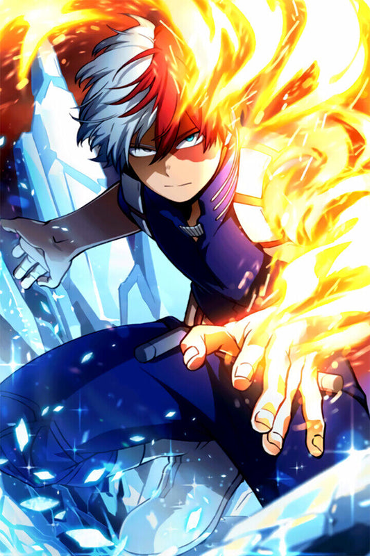 Shoto Todoroki My Hero Academia Fire And Ice Poster Wall Art Print Home Wall Decor