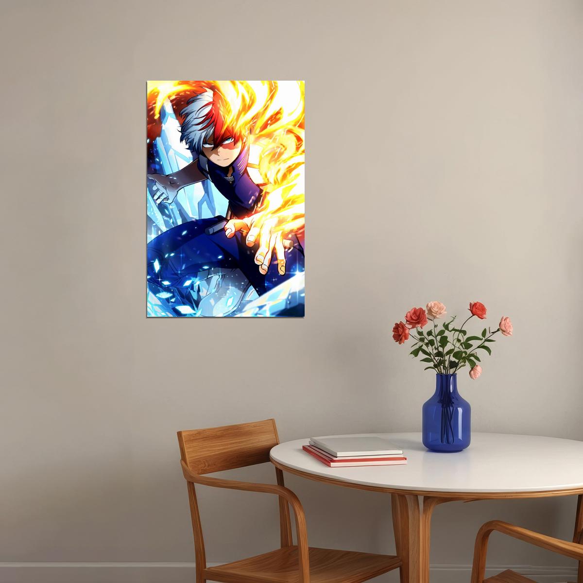 Shoto Todoroki My Hero Academia Fire And Ice Poster Wall Art Print Home Wall Decor