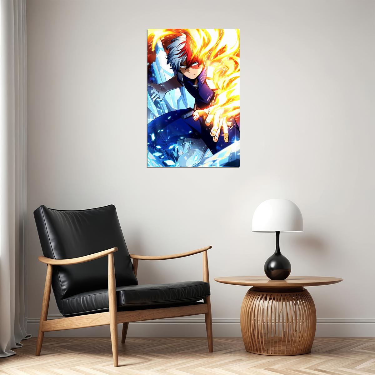 Shoto Todoroki My Hero Academia Fire And Ice Poster Wall Art Print Home Wall Decor