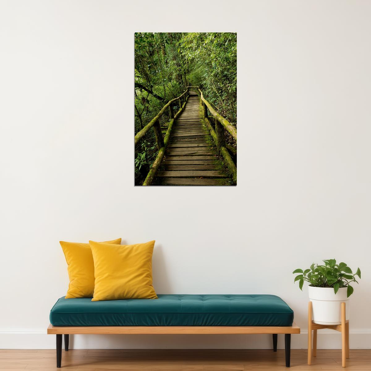 Walking Into The Forest Bridge Walkway Rainforest Amazon Poster Wall Art Print Home Wall Decor - xonomax