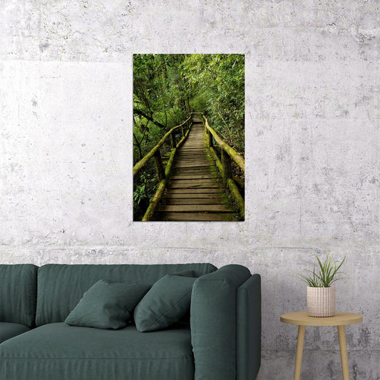 Walking Into The Forest Bridge Walkway Rainforest Amazon Poster Wall Art Print Home Wall Decor - xonomax