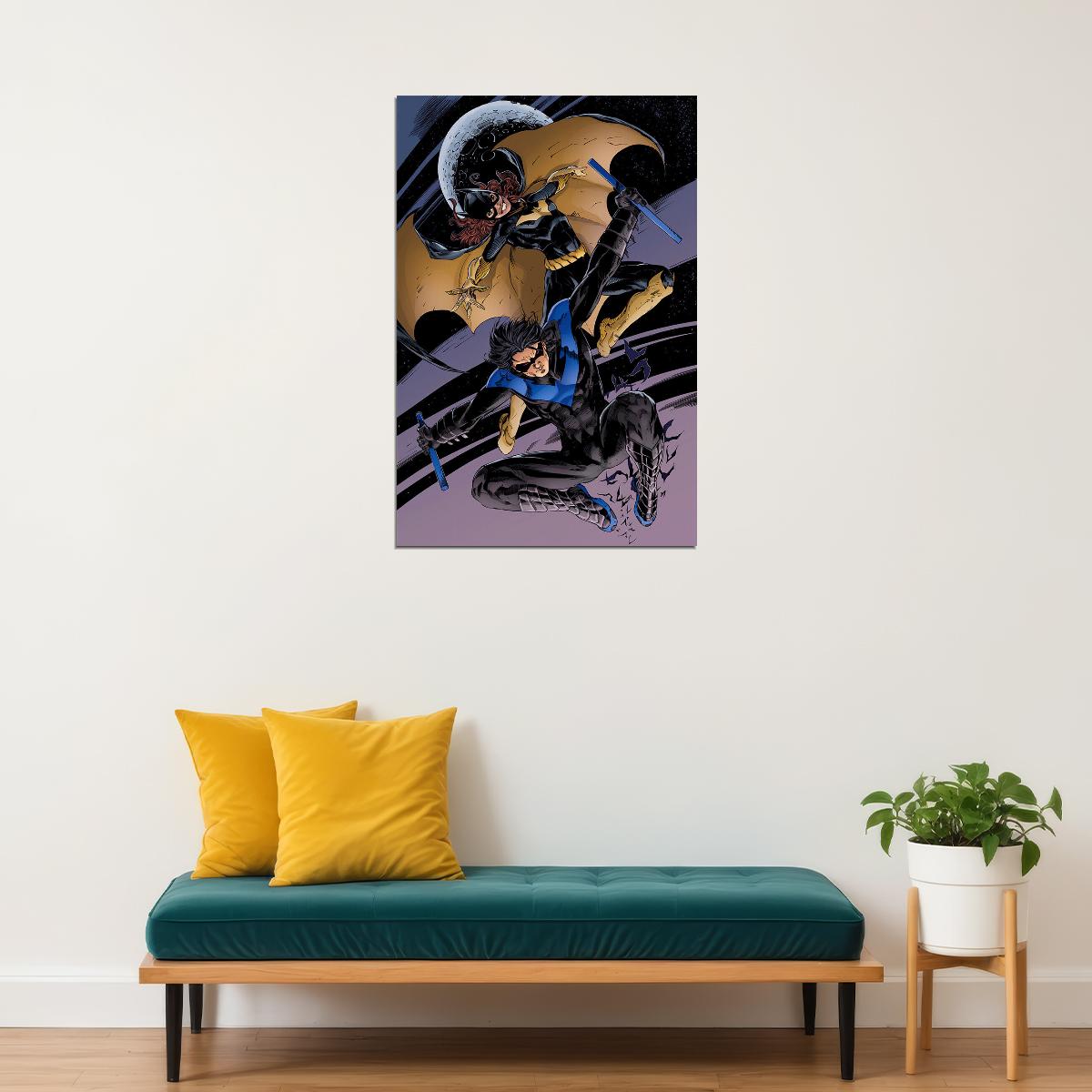 Batgirl And Nightwing Grappling Hook Poster Wall Art Print Home Wall Decor - xonomax