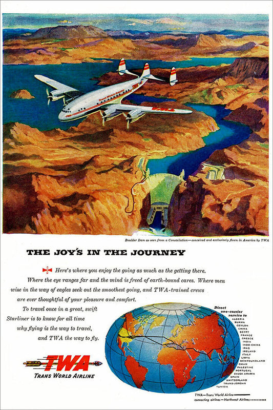 Twa Airlines Journey Vintage Travel Poster Wall Art Print Home Wall Decor