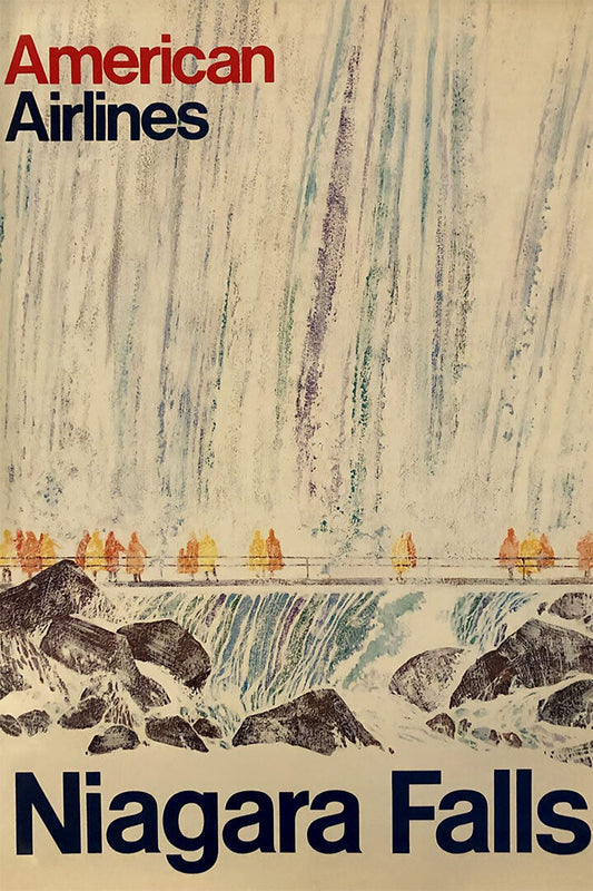 American Airlines Niagara Falls Vintage Travel Poster Wall Art Print Home Wall Decor - xonomax