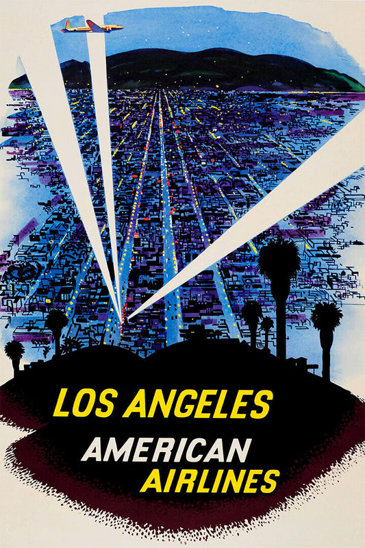 American Airlines Los Angeles Vintage Travel Poster Wall Art Print Home Wall Decor - xonomax