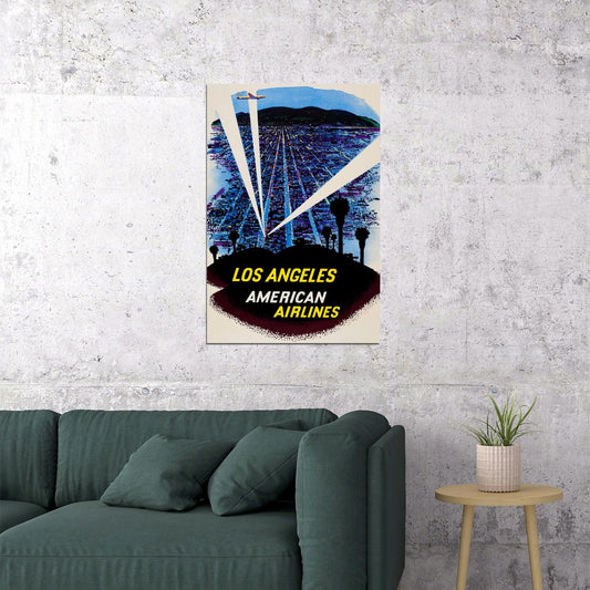 American Airlines Los Angeles Vintage Travel Poster Wall Art Print Home Wall Decor - xonomax
