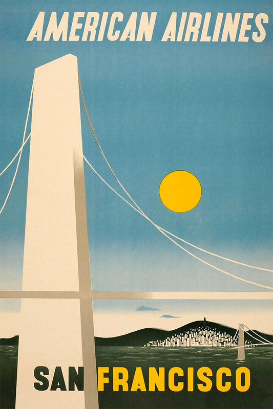 American Airlines San Francisco Vintage Travel Poster Wall Art Print Home Wall Decor - xonomax