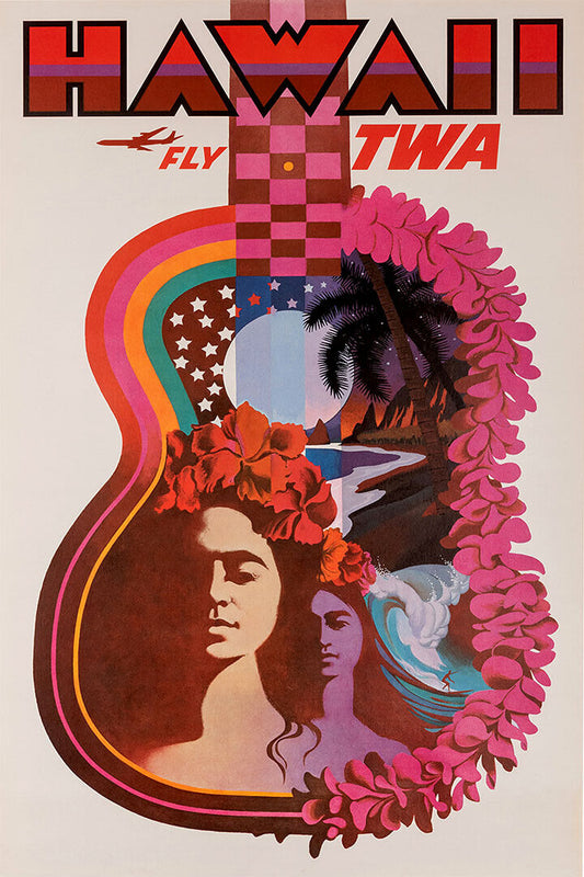 Twa Airlines Hawaii Vintage Travel Poster Wall Art Print Home Wall Decor