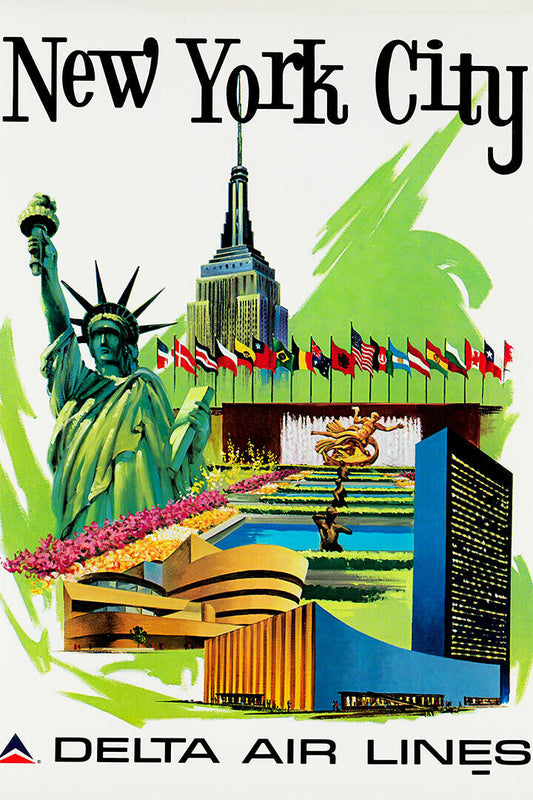 Delta Airlines New York Vintage Poster Wall Art Print Home Wall Decor - xonomax