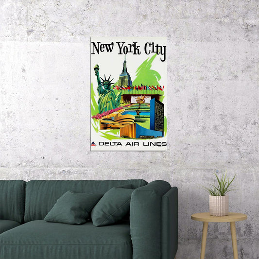 Delta Airlines New York Vintage Poster Wall Art Print Home Wall Decor - xonomax