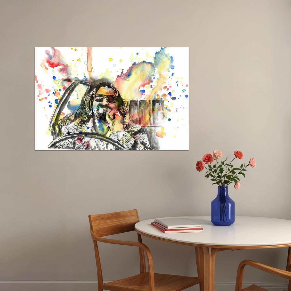 Big Lebowski Psychedelic The Dude Movie Poster Wall Art Print Home Wall Decor - xonomax